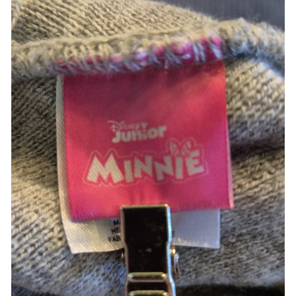 Disney Junior Minnie Beanie w/ Pompom Gray White Red Black Colors #781g